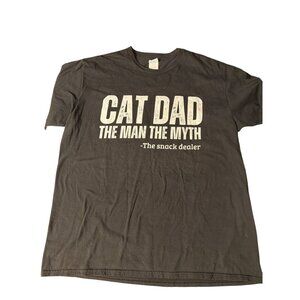 Cat Dad Man Myth Snack Dealer T Shirt Black Port & Co. Cotton Funny Size XL